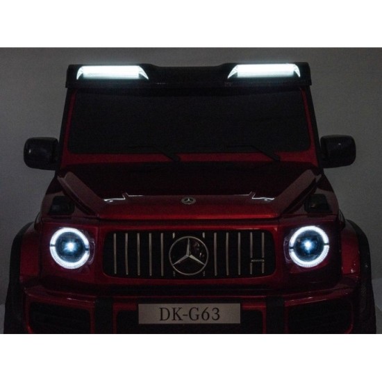 JOKO Elektrické Autíčko Mercedes G 63 AMG Class 4x4 s LCD Displejom, DVOJMIESTNE kožené sedadlo, Nosnosť 80kg, FM rádio, červené