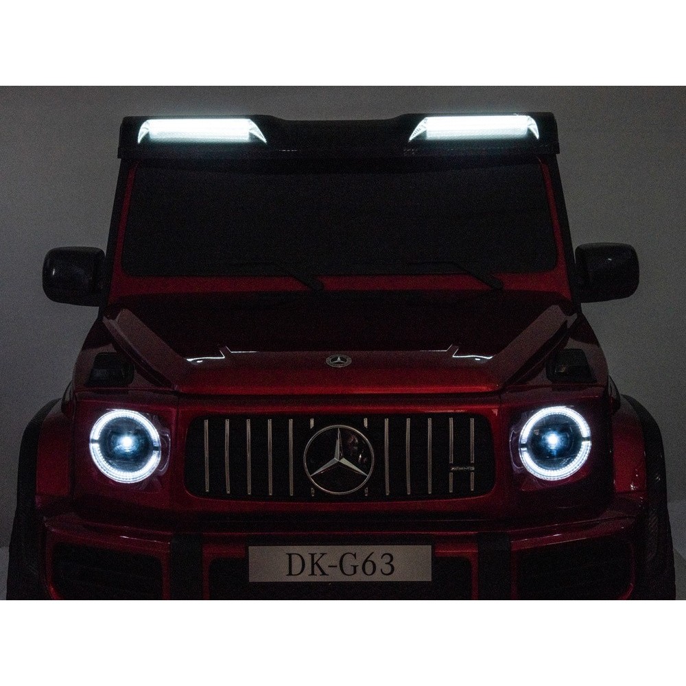 JOKO Elektrické Autíčko Mercedes G 63 AMG Class 4x4 s LCD Displejom, DVOJMIESTNE kožené sedadlo, Nosnosť 80kg, FM rádio, červené