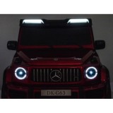JOKO Elektrické Autíčko Mercedes G 63 AMG Class 4x4 s LCD Displejom, DVOJMIESTNE kožené sedadlo, Nosnosť 80kg, FM rádio, červené