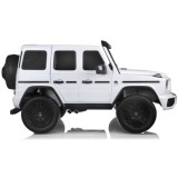 JOKO Elektrické Autíčko Mercedes G 63 AMG Class 4x4 s LCD Displejom, DVOJMIESTNE kožené sedadlo, Nosnosť 80kg, FM rádio, biele