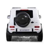 JOKO Elektrické Autíčko Mercedes G 63 AMG Class 4x4 s LCD Displejom, DVOJMIESTNE kožené sedadlo, Nosnosť 80kg, FM rádio, biele