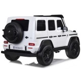 JOKO Elektrické Autíčko Mercedes G 63 AMG Class 4x4 s LCD Displejom, DVOJMIESTNE kožené sedadlo, Nosnosť 80kg, FM rádio, biele