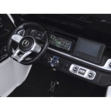 JOKO Elektrické Autíčko Mercedes G 63 AMG Class 4x4 s LCD Displejom, DVOJMIESTNE kožené sedadlo, Nosnosť 80kg, FM rádio, biele