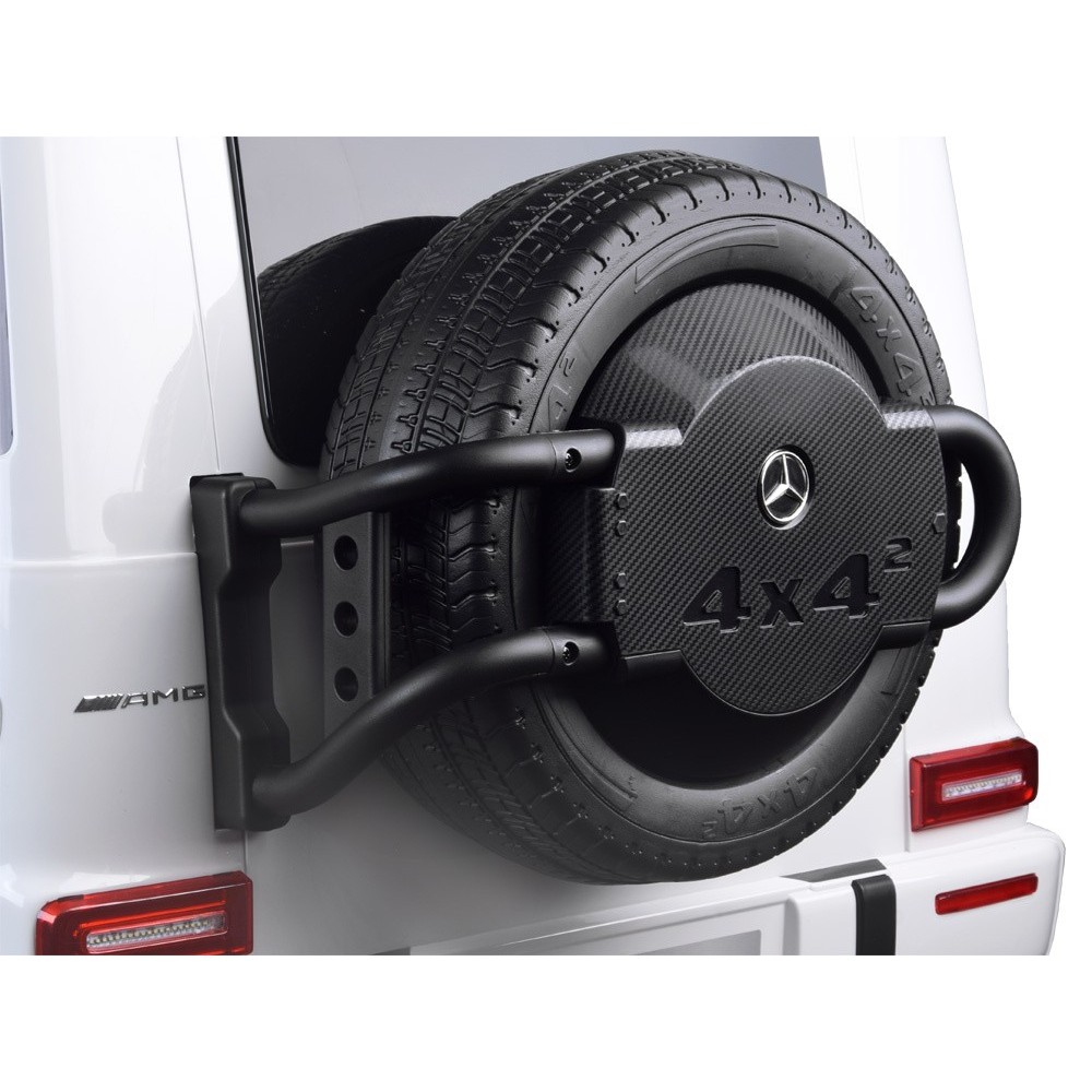 JOKO Elektrické Autíčko Mercedes G 63 AMG Class 4x4 s LCD Displejom, DVOJMIESTNE kožené sedadlo, Nosnosť 80kg, FM rádio, biele
