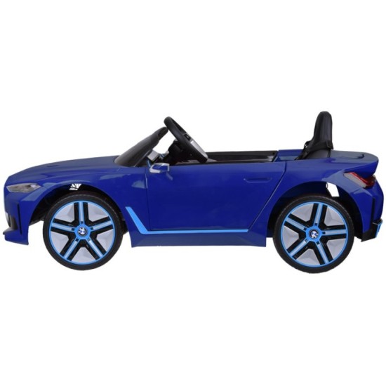 JOKO Elektrické autíčko BMW i4, penové kolesá, kožené sedadlo, modré