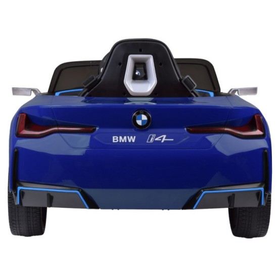 JOKO Elektrické autíčko BMW i4, penové kolesá, kožené sedadlo, modré