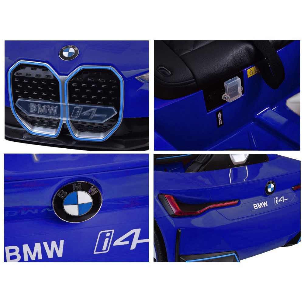 JOKO Elektrické autíčko BMW i4, penové kolesá, kožené sedadlo, modré