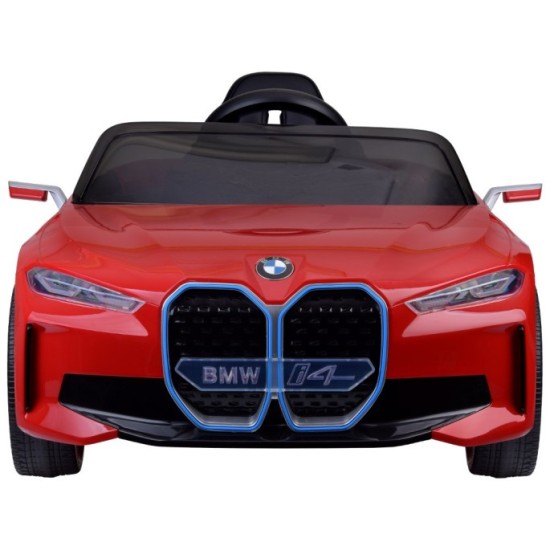 JOKO Elektrické autíčko BMW i4, penové kolesá, kožené sedadlo, červené