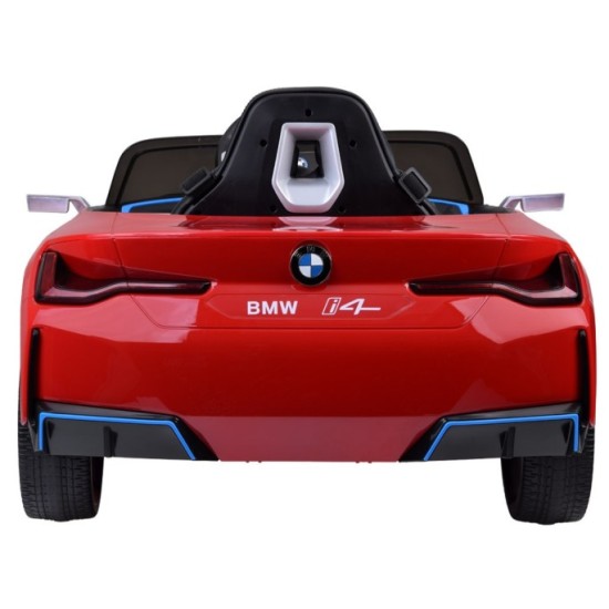 JOKO Elektrické autíčko BMW i4, penové kolesá, kožené sedadlo, červené