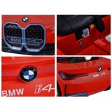 JOKO Elektrické autíčko BMW i4, penové kolesá, kožené sedadlo, červené