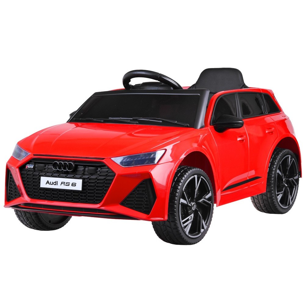 JOKO Elektrické autíčko AUDI RS 6, penové kolesá, kožené sedadlo, USB a MP3 vstup, červené
