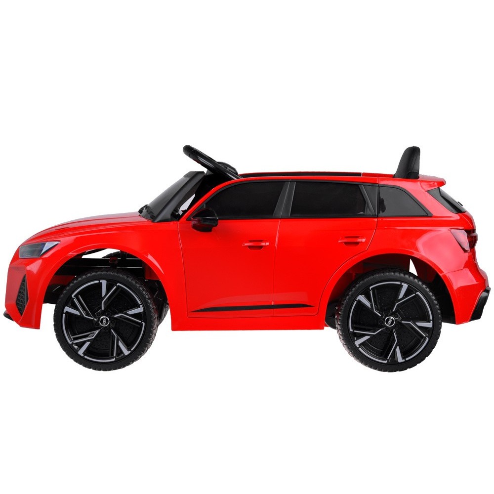 JOKO Elektrické autíčko AUDI RS 6, penové kolesá, kožené sedadlo, USB a MP3 vstup, červené