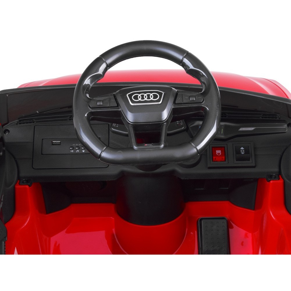 JOKO Elektrické autíčko AUDI RS 6, penové kolesá, kožené sedadlo, USB a MP3 vstup, červené