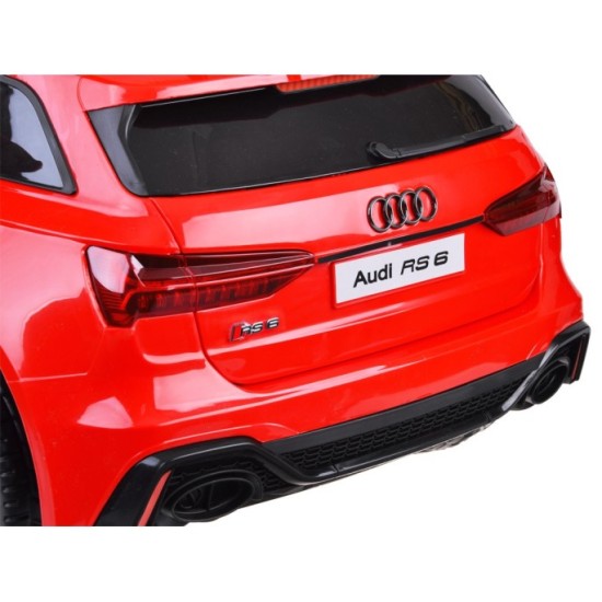 JOKO Elektrické autíčko AUDI RS 6, penové kolesá, kožené sedadlo, USB a MP3 vstup, červené