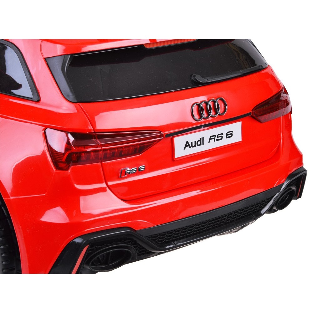 JOKO Elektrické autíčko AUDI RS 6, penové kolesá, kožené sedadlo, USB a MP3 vstup, červené