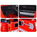 JOKO Elektrické Autíčko Hasičské Auto so svetlom a zvukom, penové kolesá, kožené sedadlo, Hasičská Striekačka na vodu, Megafón,
