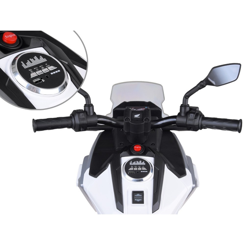 JOKO Elektrická Motorka Honda NC750X, USB a MP3, nosnosť 35kg, biela