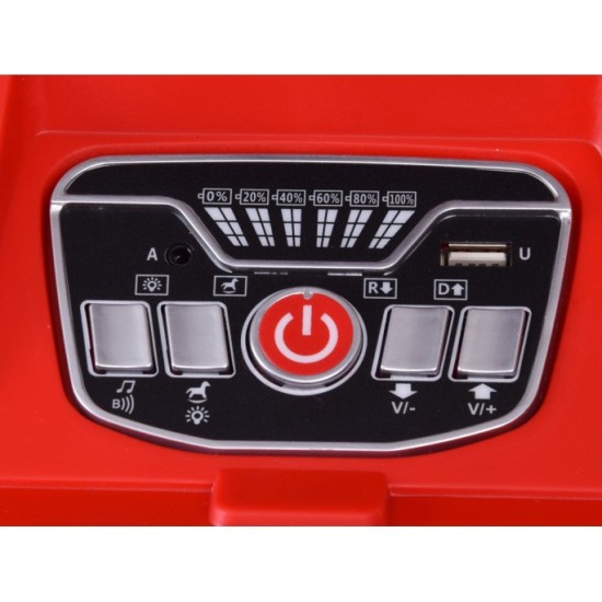 JOKO Elektrické autíčko Hasičské Auto so Striekajúcou vodou, Elektrické ovládanie rebríka + Elektrické striekanie vody, kožené s