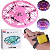 JOKO RC Lietajúcí Dron Ufo ovládaný RUKOU a GESTAMI + LED setlo, ružový