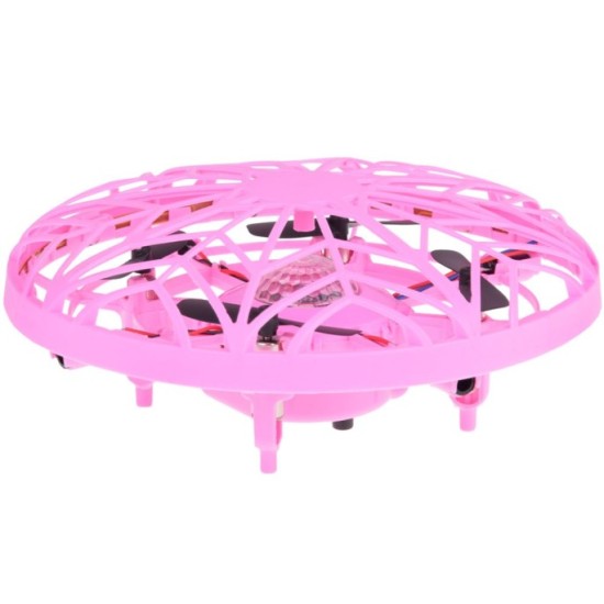JOKO RC Lietajúcí Dron Ufo ovládaný RUKOU a GESTAMI + LED setlo, ružový
