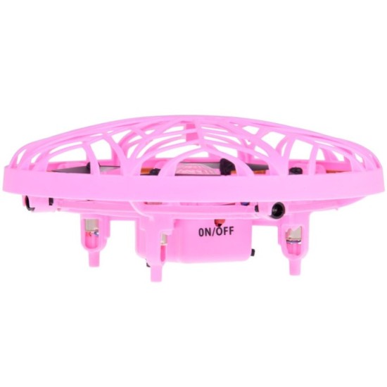 JOKO RC Lietajúcí Dron Ufo ovládaný RUKOU a GESTAMI + LED setlo, ružový