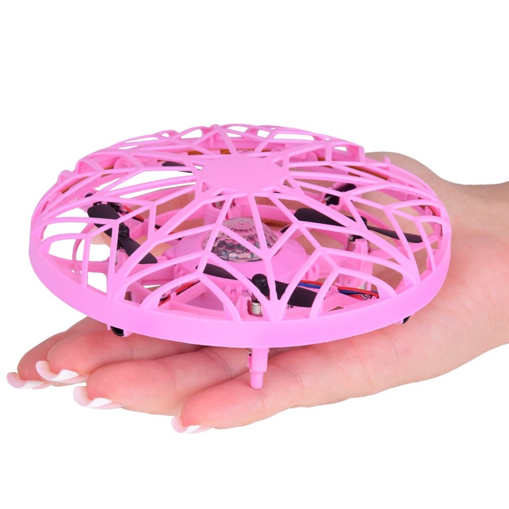 JOKO RC Lietajúcí Dron Ufo ovládaný RUKOU a GESTAMI + LED setlo, ružový