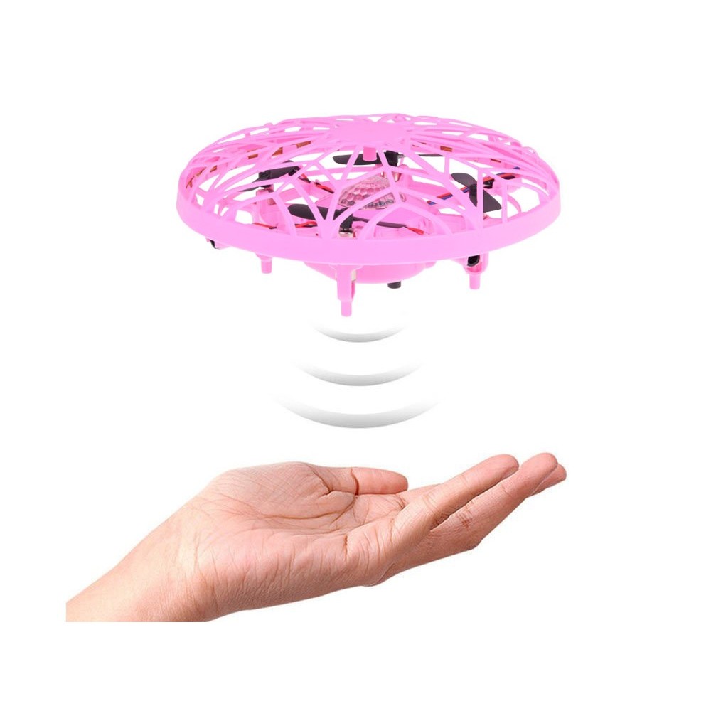 JOKO RC Lietajúcí Dron Ufo ovládaný RUKOU a GESTAMI + LED setlo, ružový