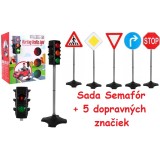 JOKO Dopravná SADA 2v1 Semafór pre deti so zvukom a svetlom 72cm + dopravné značky 5ks 80cm