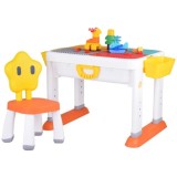 JOKO Multifunkčný Stôl 3v1, Stôl na skladanie kociek, jedenie, učenie + stolička + Box na hračky + Kocky