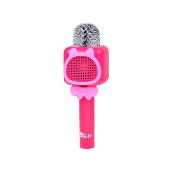 JOKO Multifunkčný Detský Mikrofón KARAOKE s Nahrávaním a Bluetooth + SD vstup, ružový