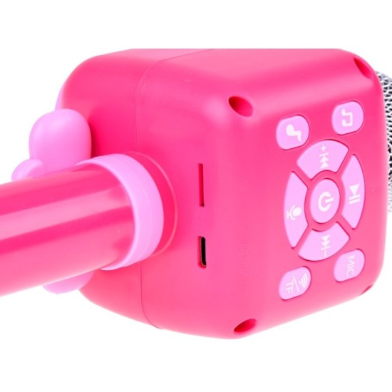 JOKO Multifunkčný Detský Mikrofón KARAOKE s Nahrávaním a Bluetooth + SD vstup, ružový