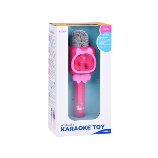 JOKO Multifunkčný Detský Mikrofón KARAOKE s Nahrávaním a Bluetooth + SD vstup, ružový
