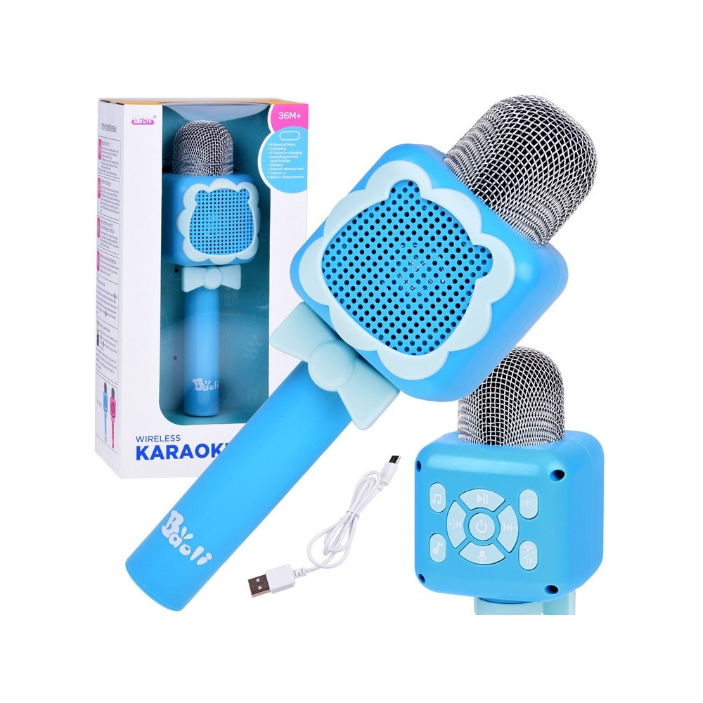 JOKO Multifunkčný Detský Mikrofón KARAOKE s Nahrávaním a Bluetooth + SD vstup, modrý