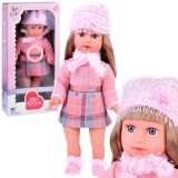 JOKO Bábika Kate s Dlhými Vlasmi s čiapkou a šálom 42cm, hovorí po anglicky, ružová