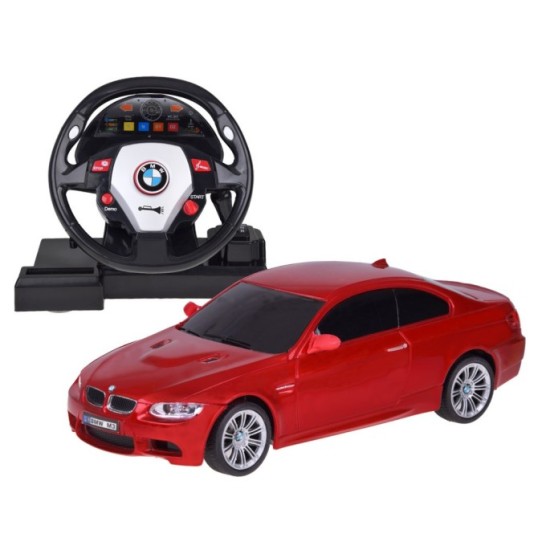 JOKO RC Auto BMW s Volantom s Radením na diaľkové ovládanie 1:24 + svetlo a zvuky, červené