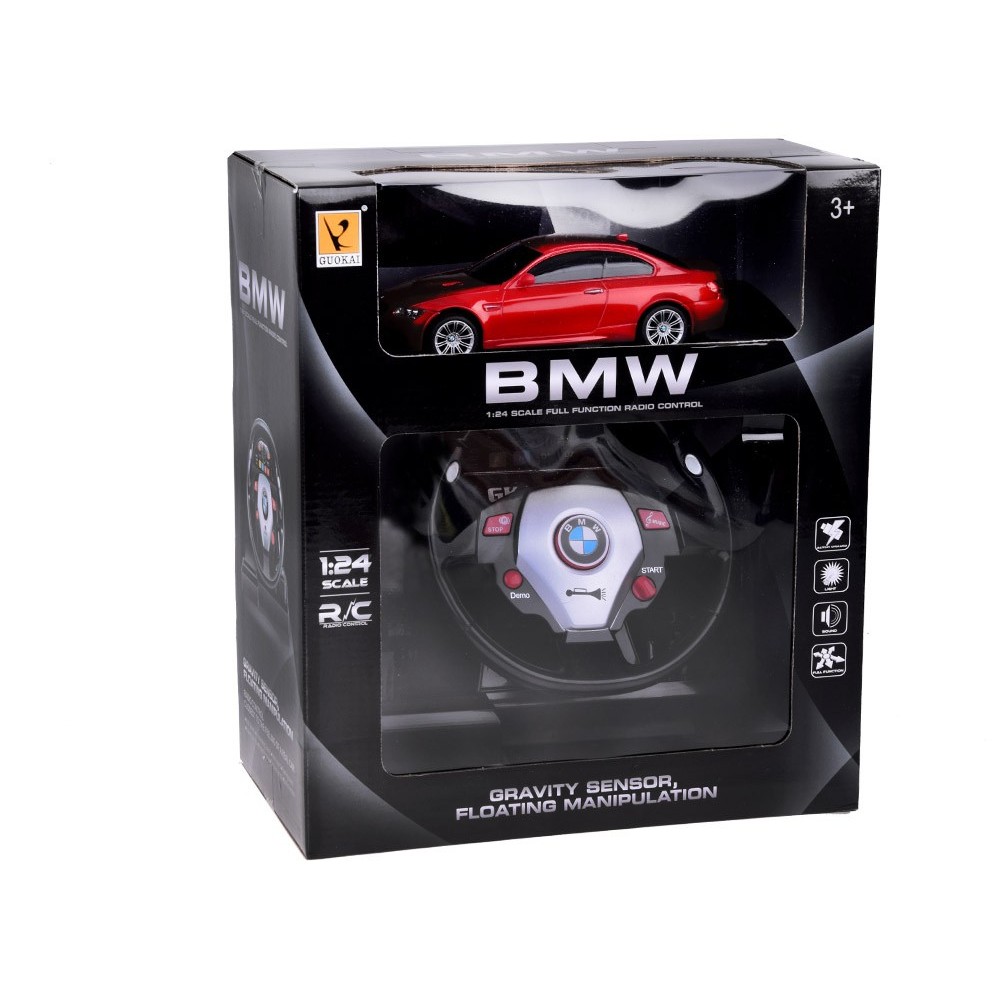 JOKO RC Auto BMW s Volantom s Radením na diaľkové ovládanie 1:24 + svetlo a zvuky, červené