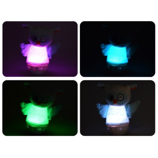 JOKO Plyšová Sova Nočná lampa Meniaca farbu, Hudobný box pre deti