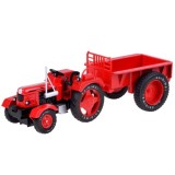 JOKO Kovový Traktor s Vlečkou 1:18, červený