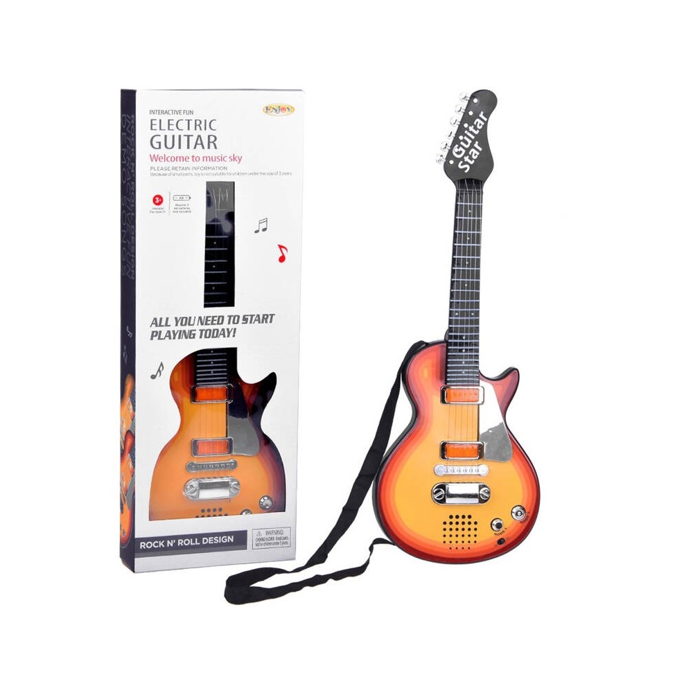 JOKO Elektrická Gitara s Kovovými strunami s svetlom + melódie, hnedá