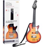 JOKO Elektrická Gitara s Kovovými strunami s svetlom + melódie, hnedá
