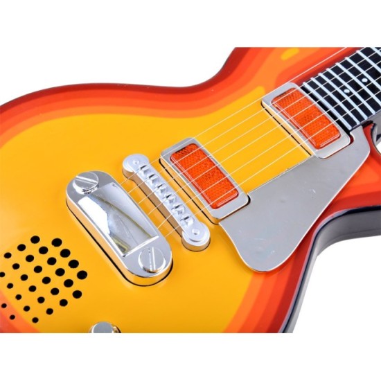 JOKO Elektrická Gitara s Kovovými strunami s svetlom + melódie, hnedá