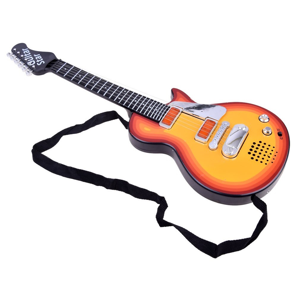 JOKO Elektrická Gitara s Kovovými strunami s svetlom + melódie, hnedá