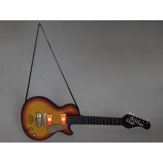 JOKO Elektrická Gitara s Kovovými strunami s svetlom + melódie, hnedá