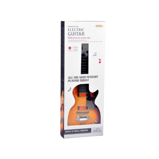 JOKO Elektrická Gitara s Kovovými strunami s svetlom + melódie, hnedá