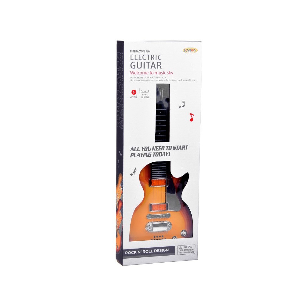 JOKO Elektrická Gitara s Kovovými strunami s svetlom + melódie, hnedá