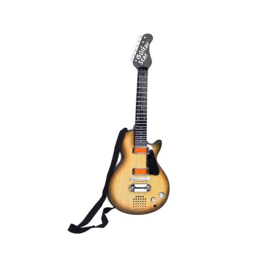 JOKO Elektrická Gitara s Kovovými strunami s svetlom + melódie,  svetlo hnedá