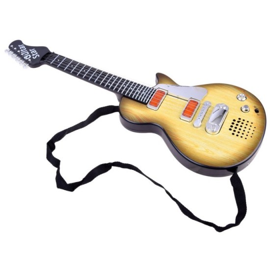 JOKO Elektrická Gitara s Kovovými strunami s svetlom + melódie,  svetlo hnedá