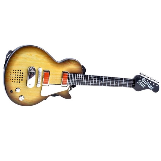 JOKO Elektrická Gitara s Kovovými strunami s svetlom + melódie,  svetlo hnedá