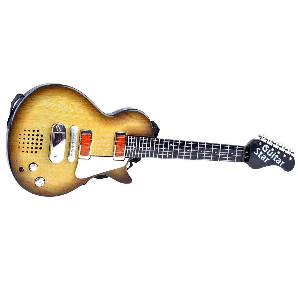 JOKO Elektrická Gitara s Kovovými strunami s svetlom + melódie,  svetlo hnedá