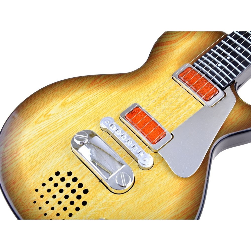 JOKO Elektrická Gitara s Kovovými strunami s svetlom + melódie,  svetlo hnedá